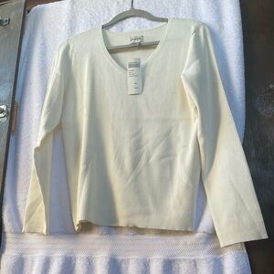 Chico’s Apparel Calla L/S V-Neck Pullover Winter White Sweater; NWT; M/8